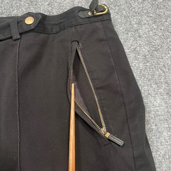 Vintage Lauren Ralph Lauren Womens Pants Black Plus Sz 20W Cotton‎ Leather Brass - Picture 5 of 13